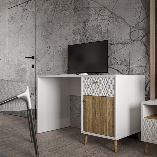 Darbo stalas Aksana medžio ir baltos spalvos