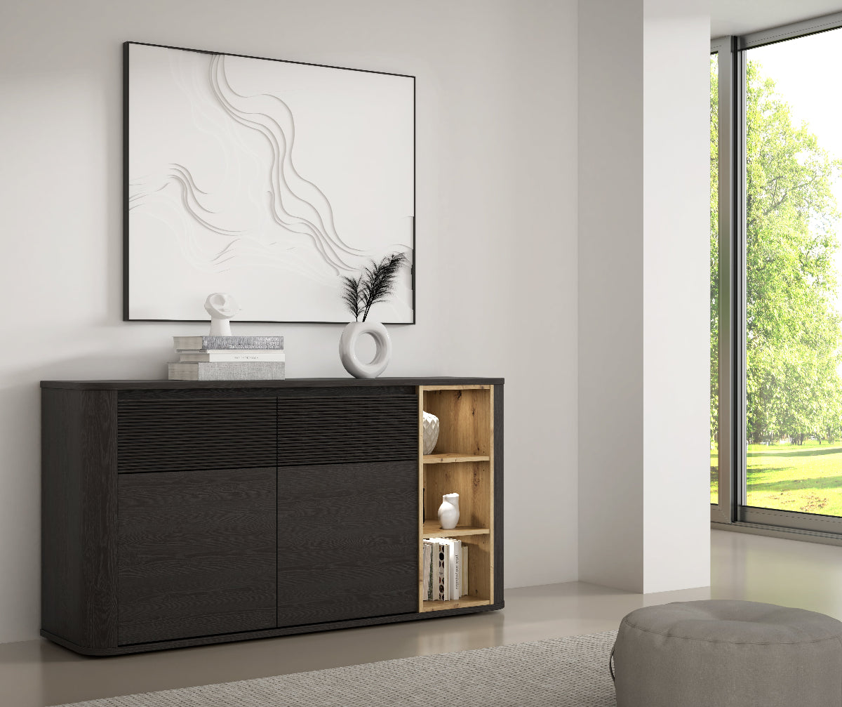 komoda  Breathtaker juodos ir ąžuolo spalvos