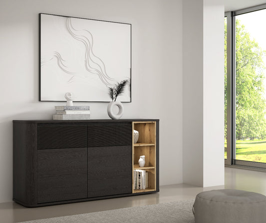 komoda  Breathtaker juodos ir ąžuolo spalvos