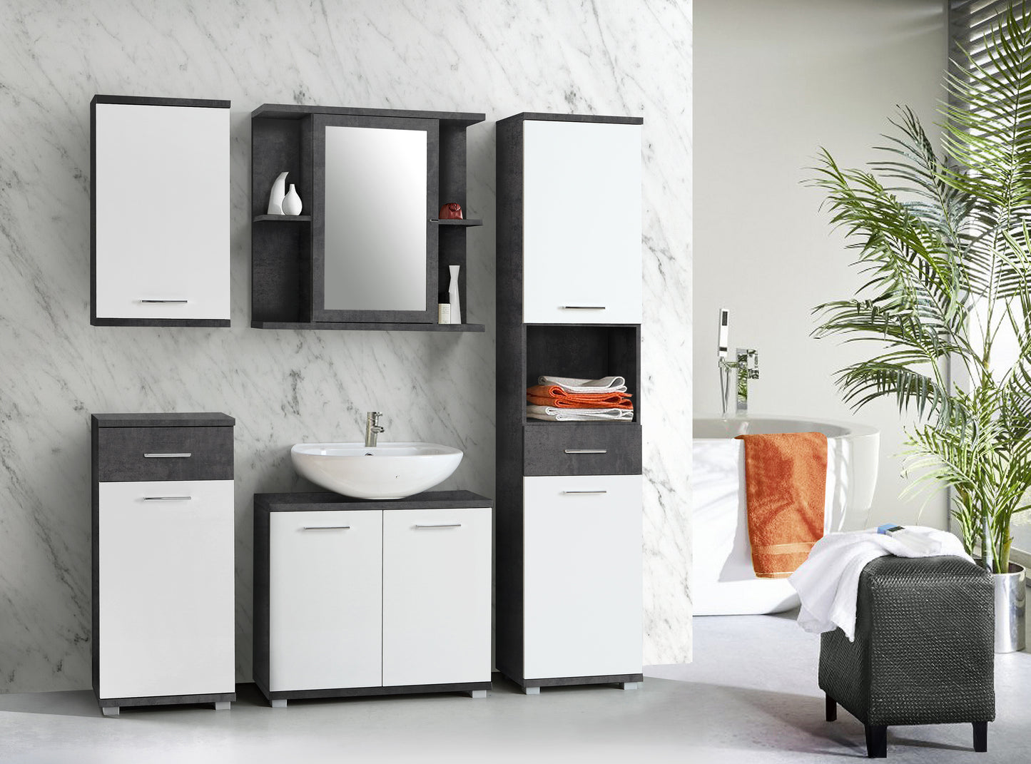 Pakabinama vonios spintelė su veidrodžiu Champ (pilka)