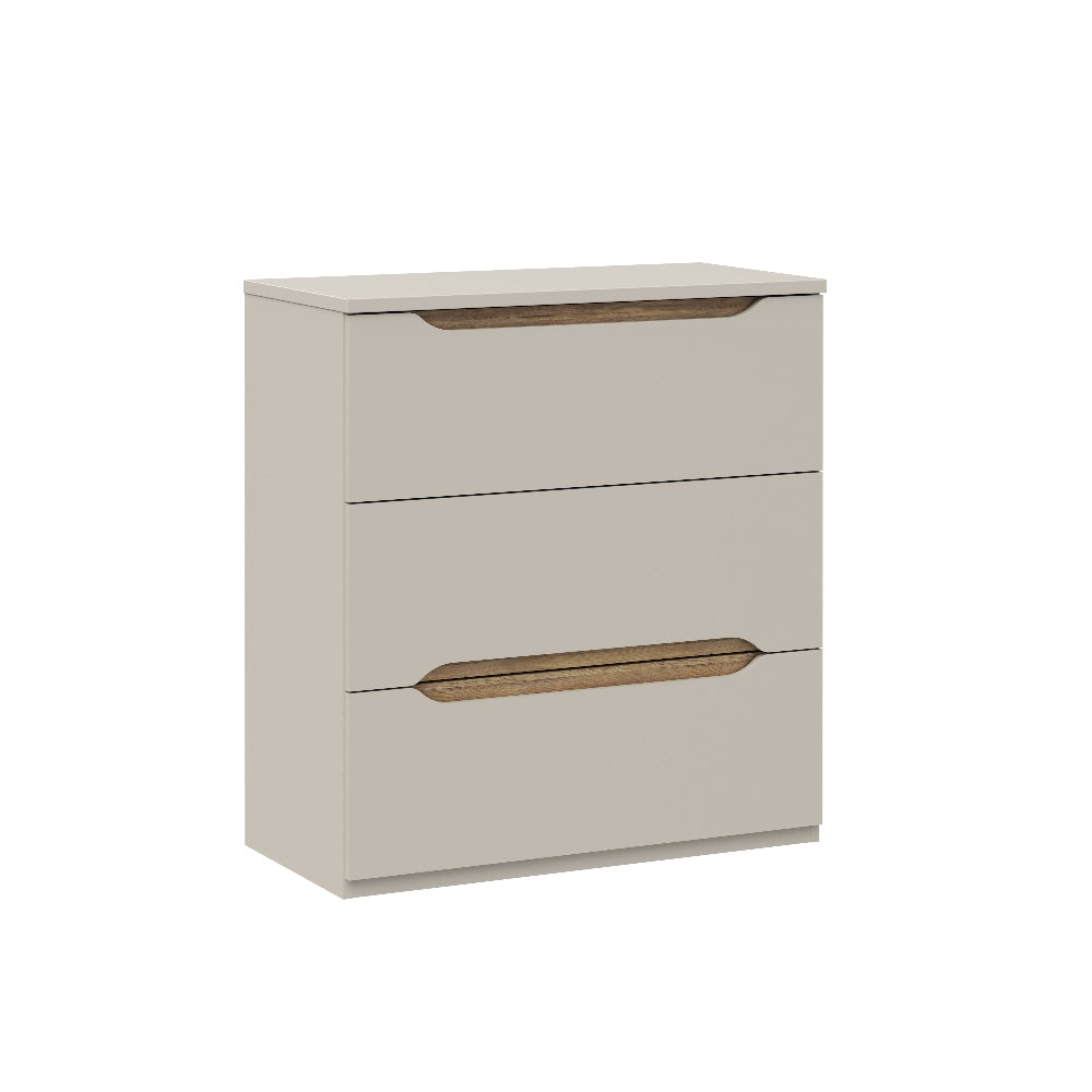 Edwal komoda – smėlio spalvos, 3 stalčiai