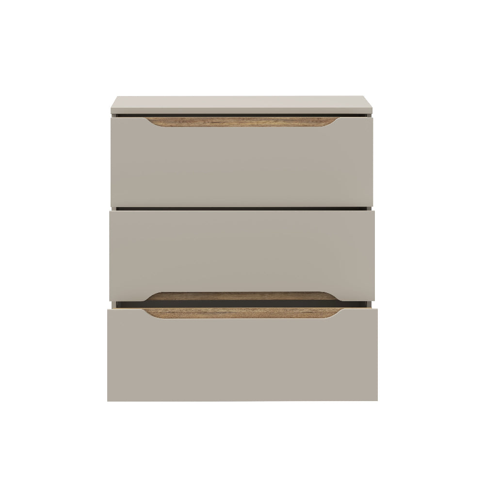 Edwal komoda – smėlio spalvos, 3 stalčiai