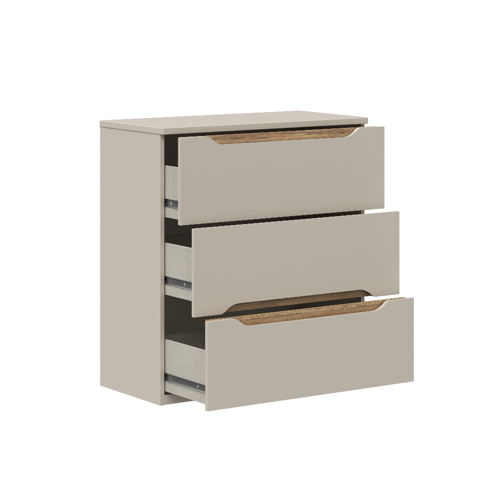 Edwal komoda – smėlio spalvos, 3 stalčiai