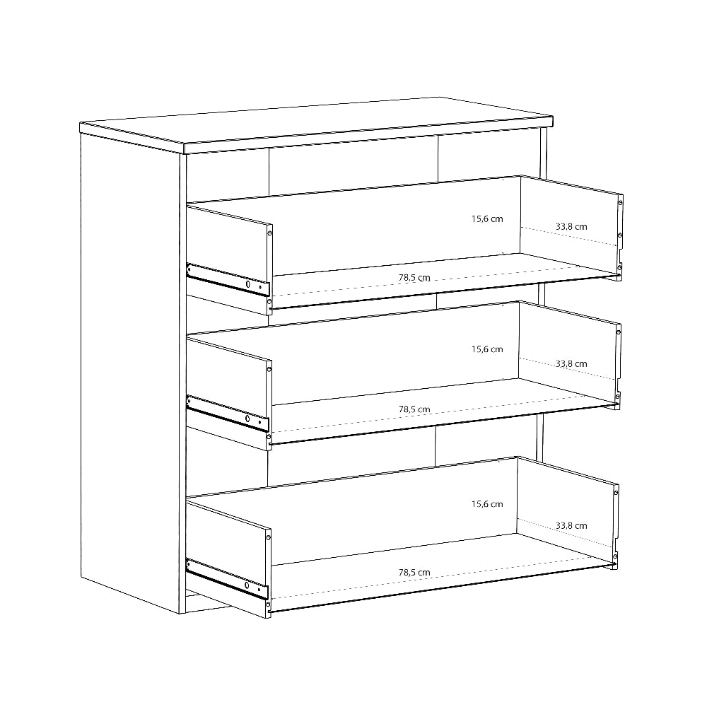 Edwal komoda – smėlio spalvos, 3 stalčiai