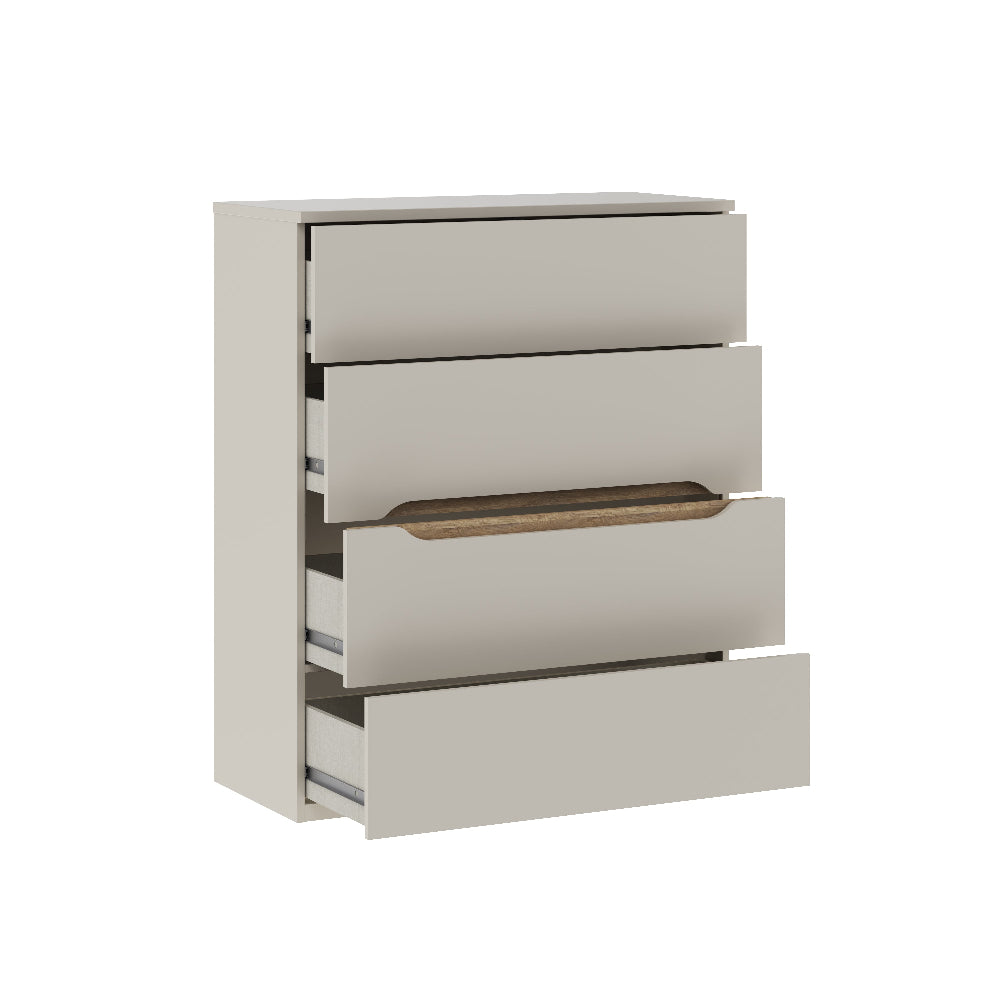 Edwal komoda – smėlio spalvos, 4 stalčiai