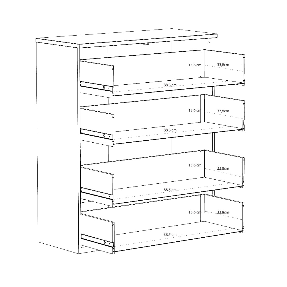 Edwal komoda – smėlio spalvos, 4 stalčiai