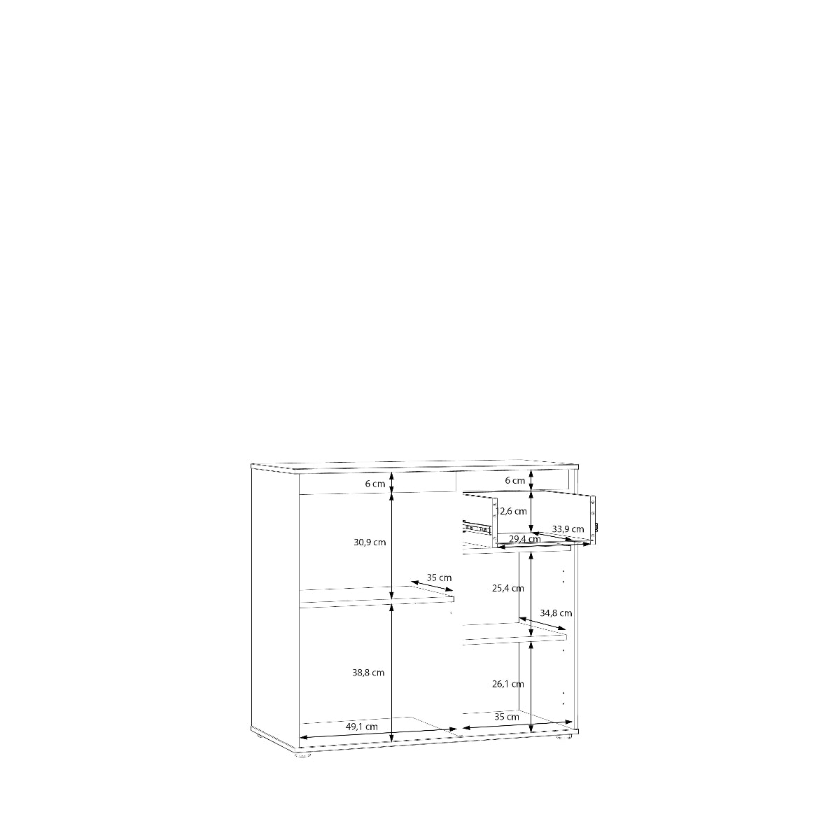 Eliston komoda smėlio, Mauvelos ąžuolo spalvos