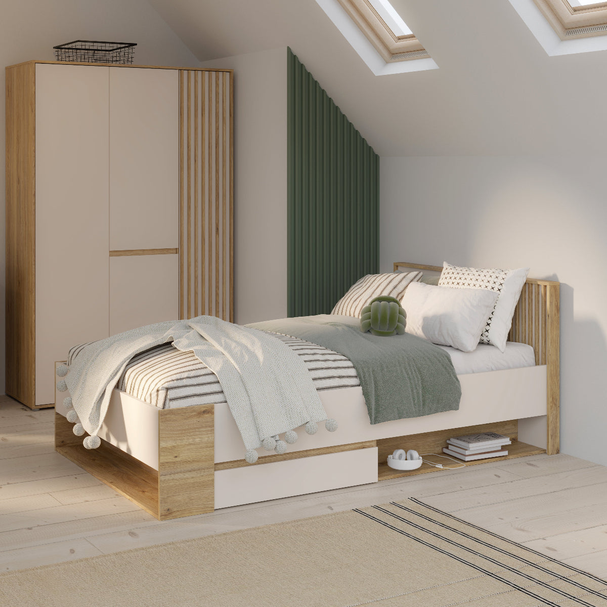 Lova Eliston smėlio ir ąžuolo spalvos