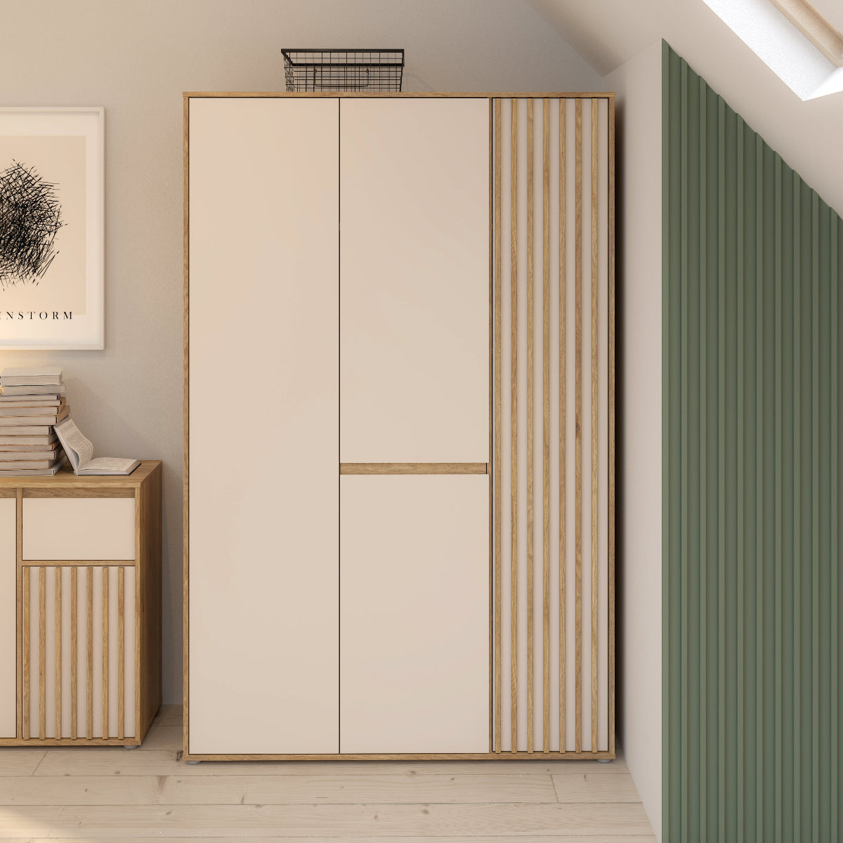 Elistons spinta smėlio ir ąžuolo spalvos