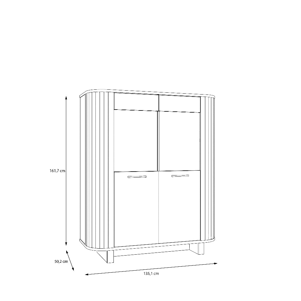 FORMSWIFT vitrina su lamelėmis ir stiklo durelėmis