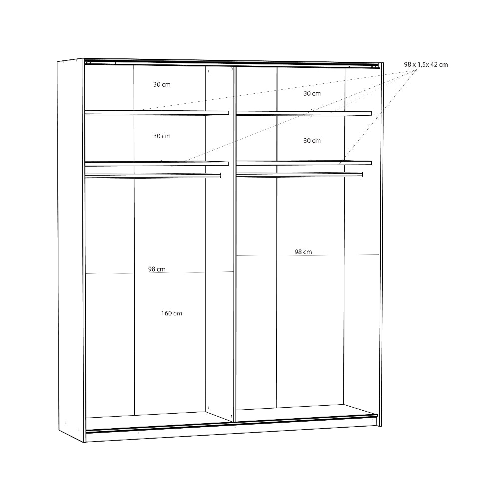 Fittio stumdomų durų spinta su veidrodžiu