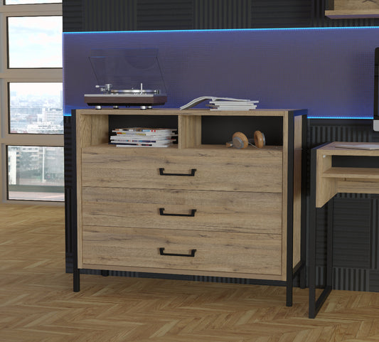 Oriental Tree komoda su trimis stalčiais natūralaus ąžuolo spalvos