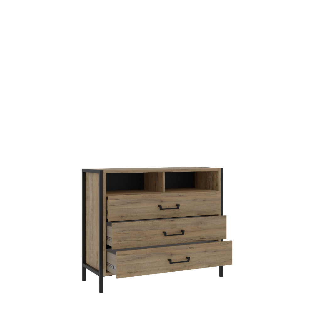 Oriental Tree komoda su trimis stalčiais natūralaus ąžuolo spalvos