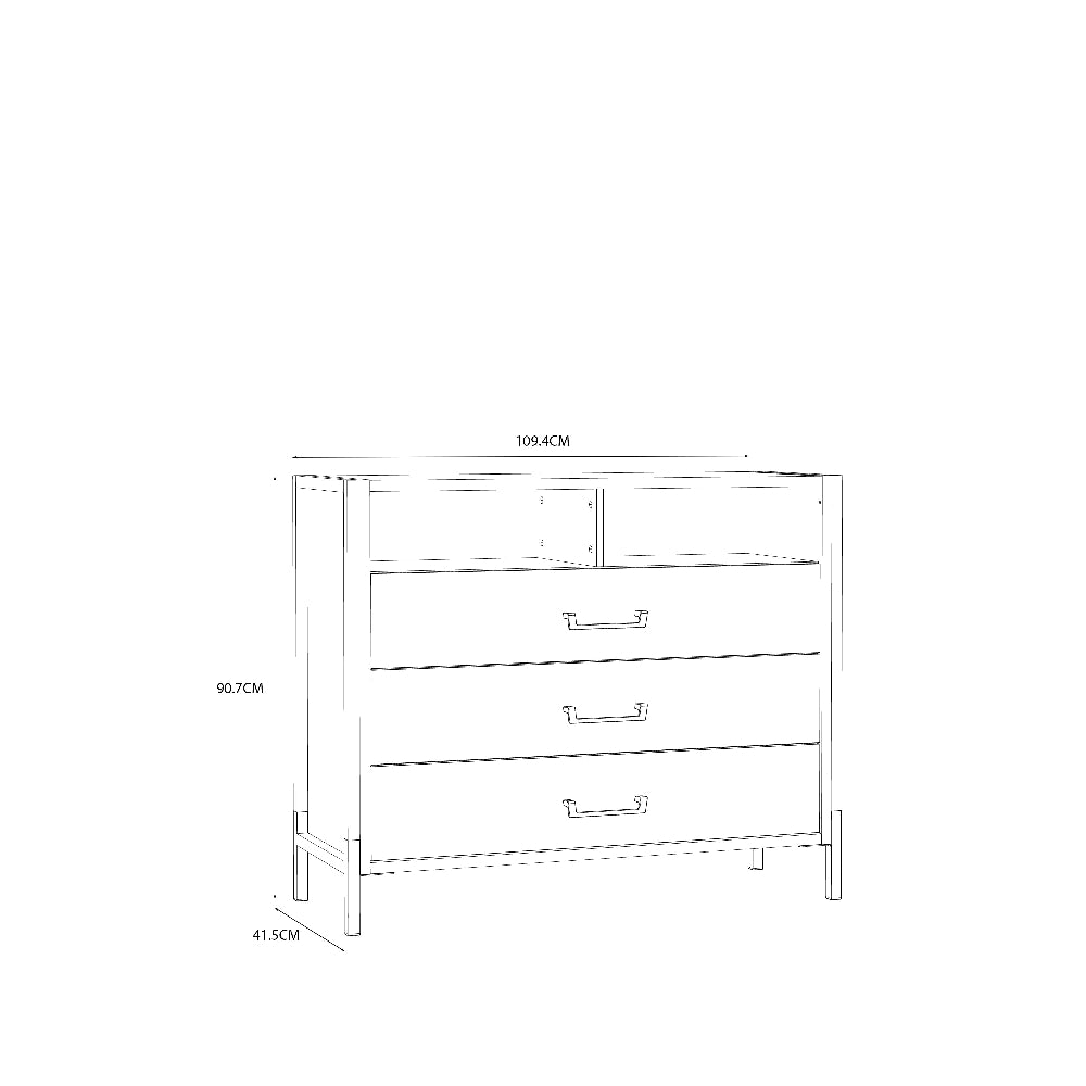 Oriental Tree komoda su trimis stalčiais natūralaus ąžuolo spalvos