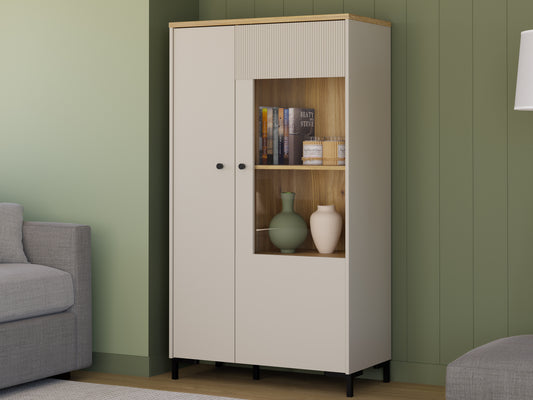 Bixbite kolekcijos indauja su stiklinėmis durelėmis, smėlio ir Mauvela ąžuolo spalvos