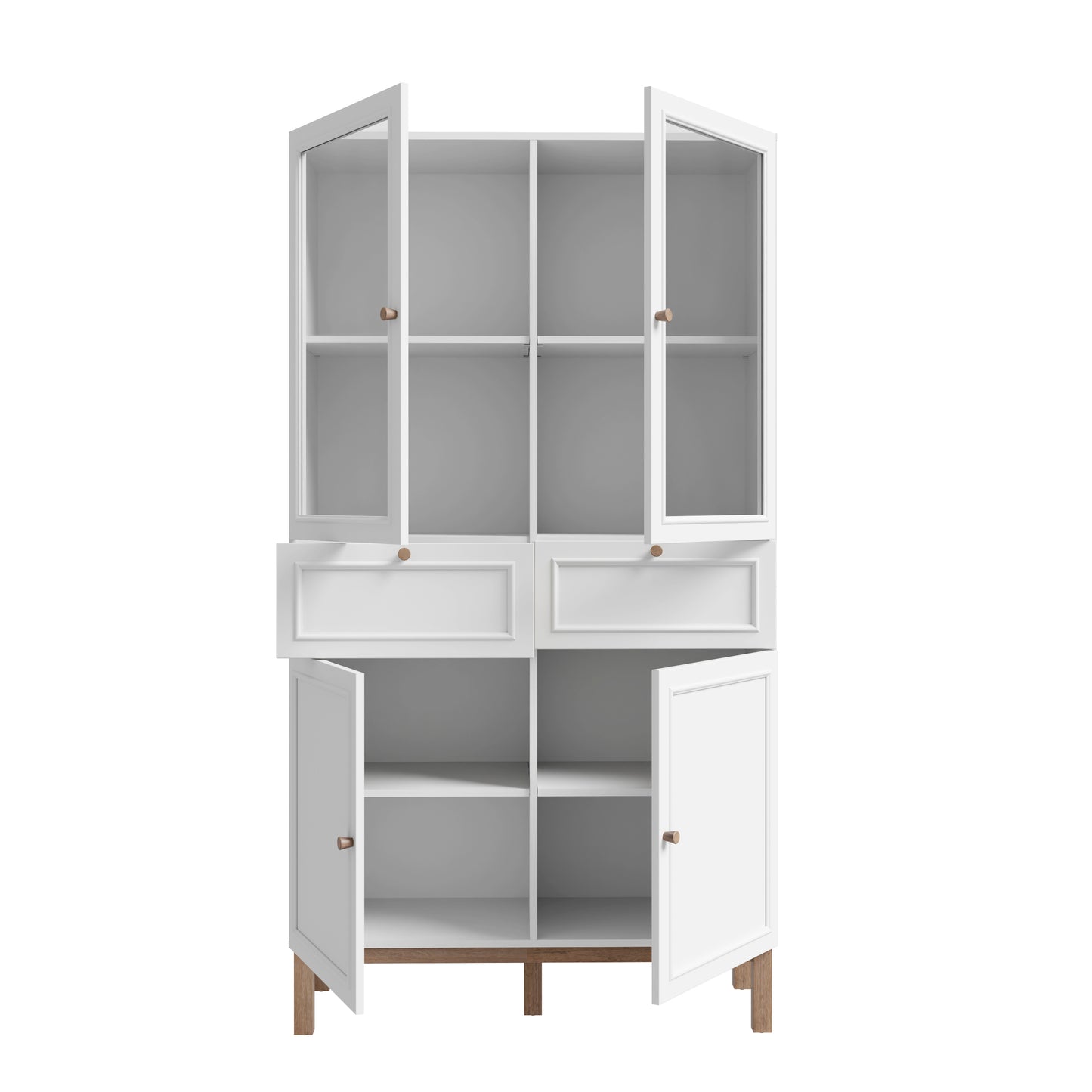 Penkrige indauja su stalčiukais, šviesiomis ir stiklinėmis durelėmis