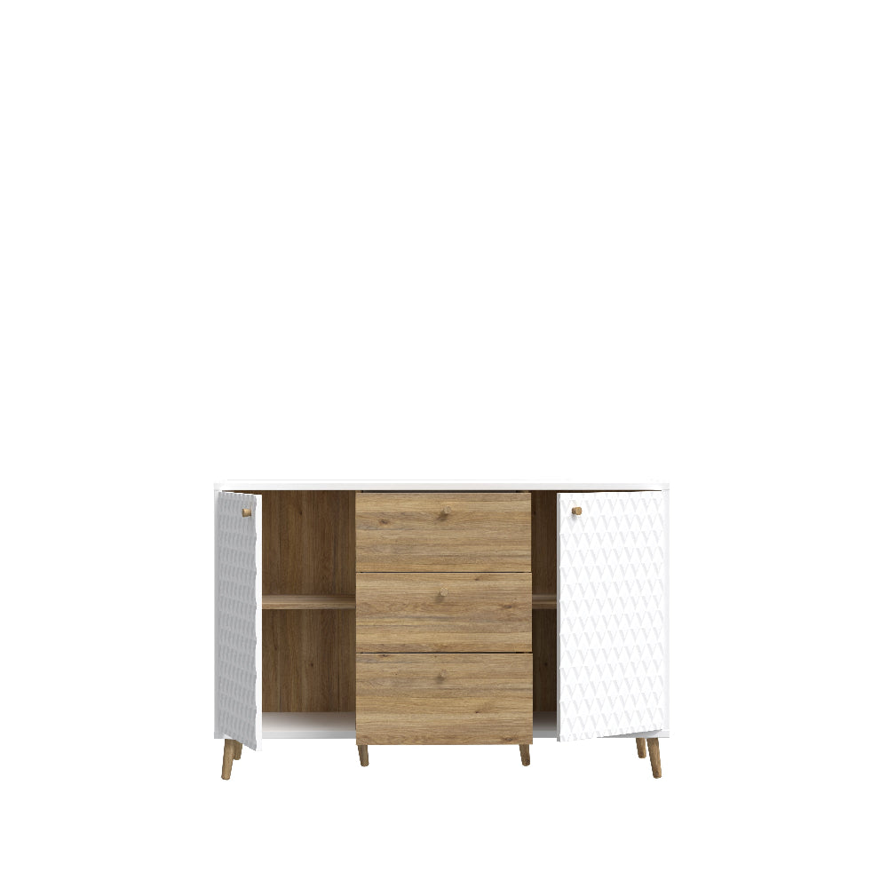 Komoda Aksana medžio ir baltos spalvos