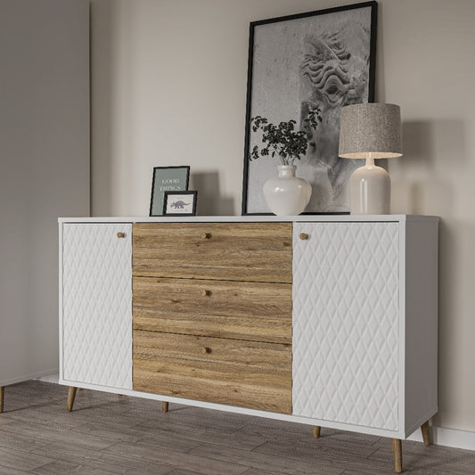 Komoda Aksana medžio ir baltos spalvos
