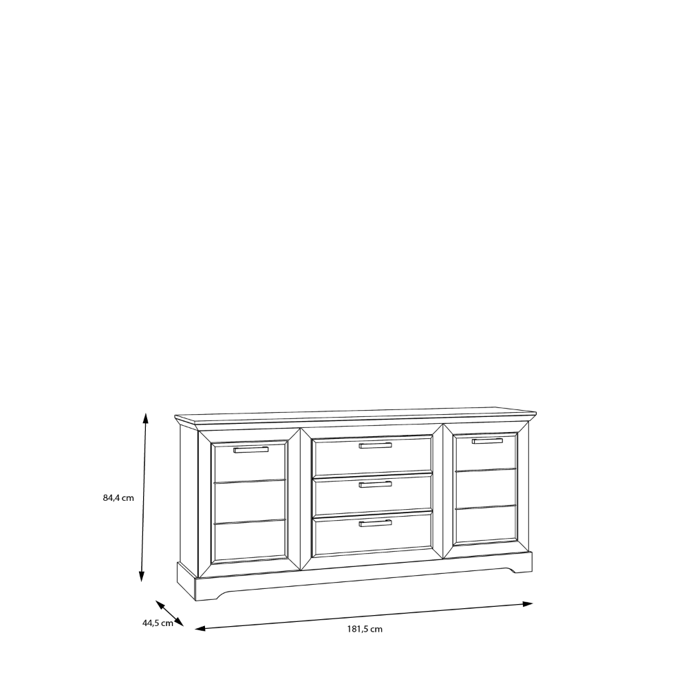 Cortella komoda su 2 durelėmis ir 3 stalčiais