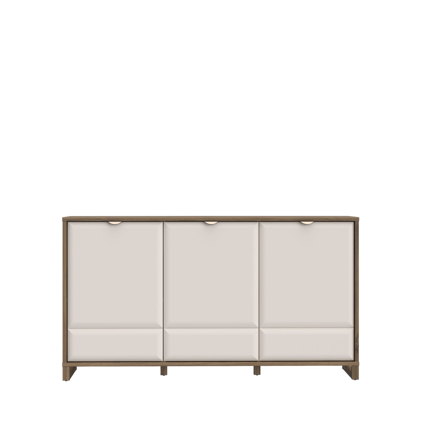 Komoda Mareda šviesios ir medžio spalvų derinys, 3durelės su lentynomis