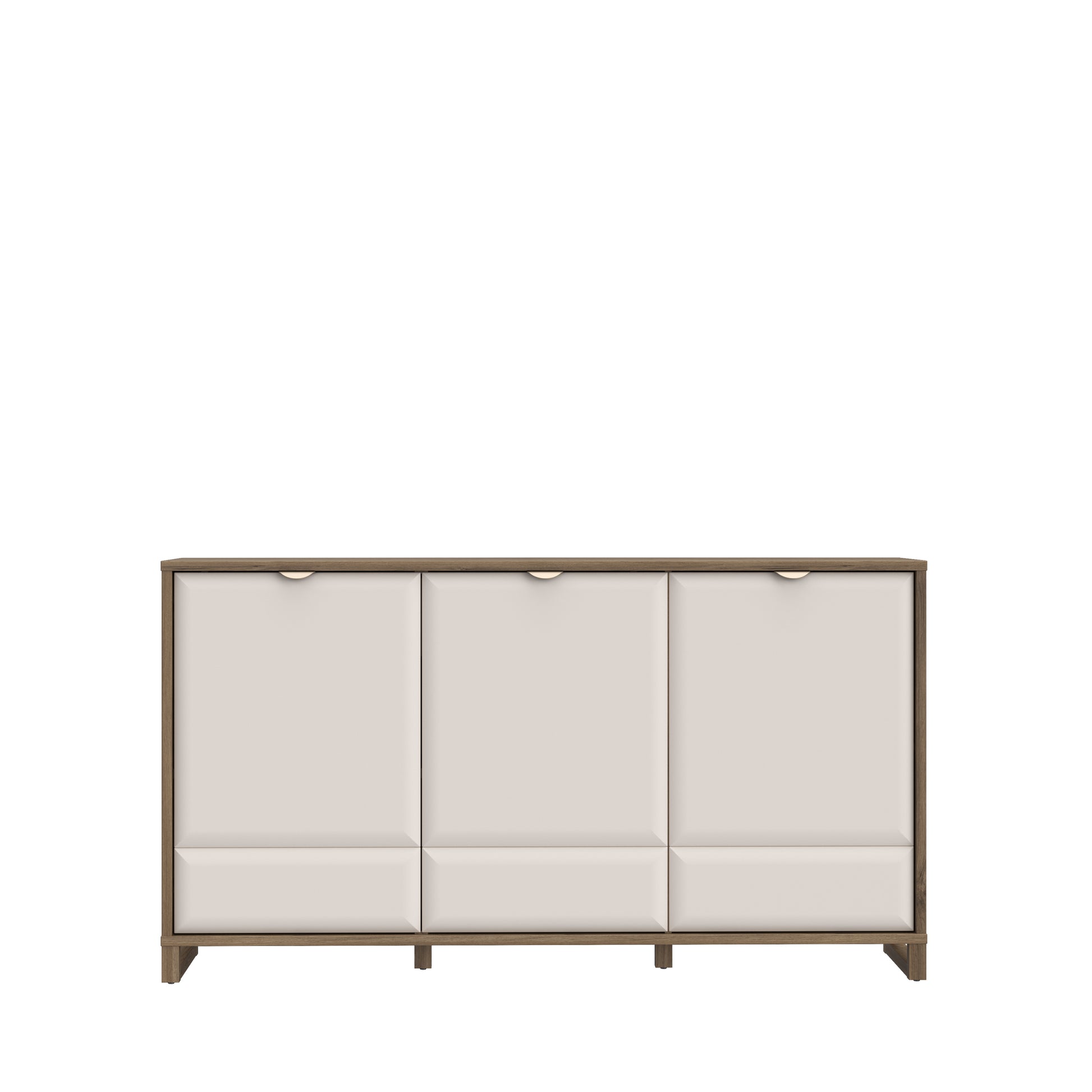 Komoda Mareda šviesios ir medžio spalvų derinys, 3durelės su lentynomis