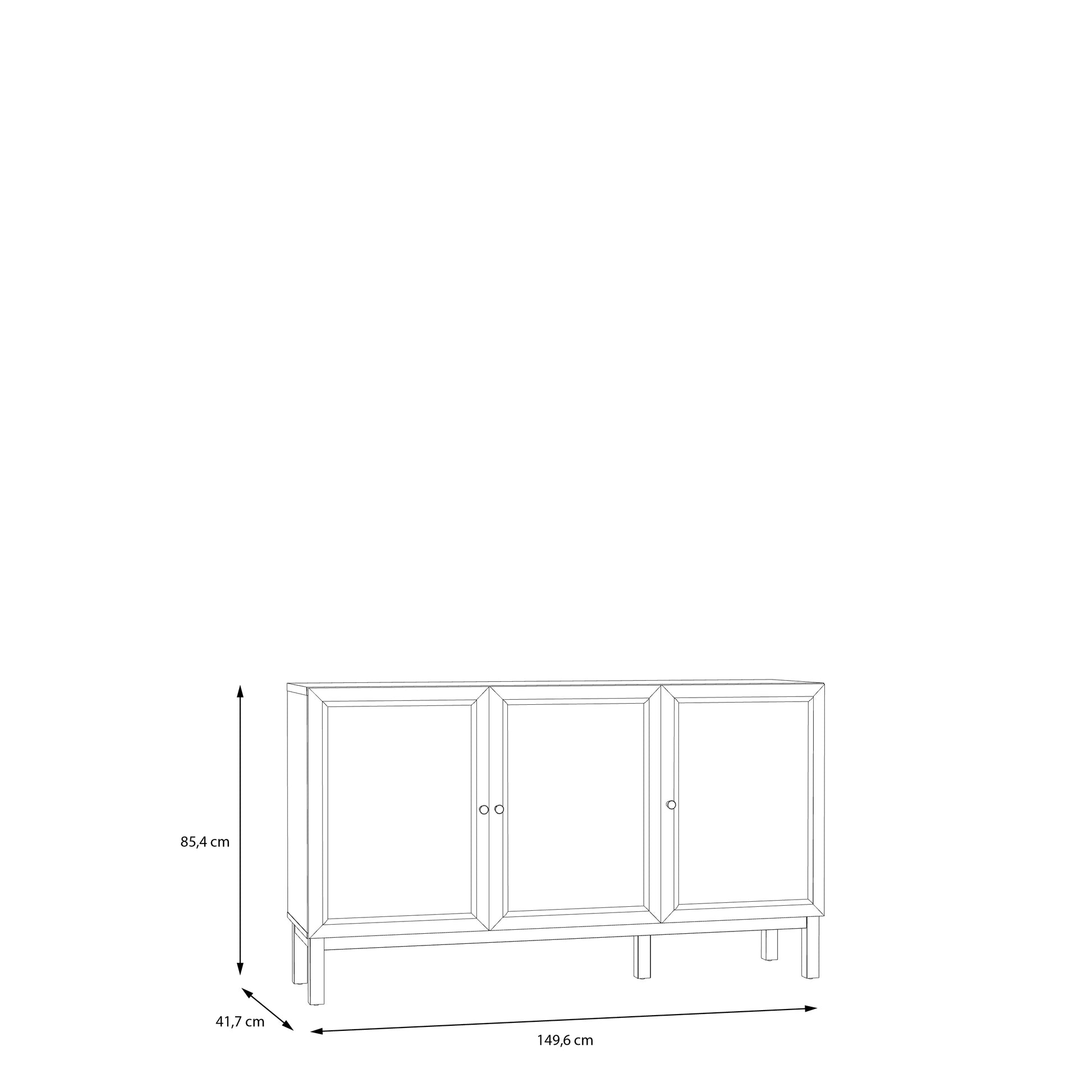Elegantiška Penkrige komoda šviesiai pilka su paslėptu stalčiumi ir spintelėmis