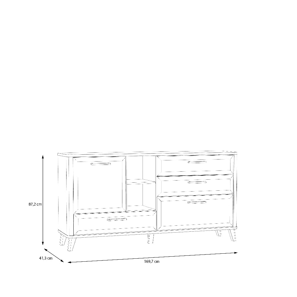 Wardiol komoda baltos spalvos su medžio akcentais