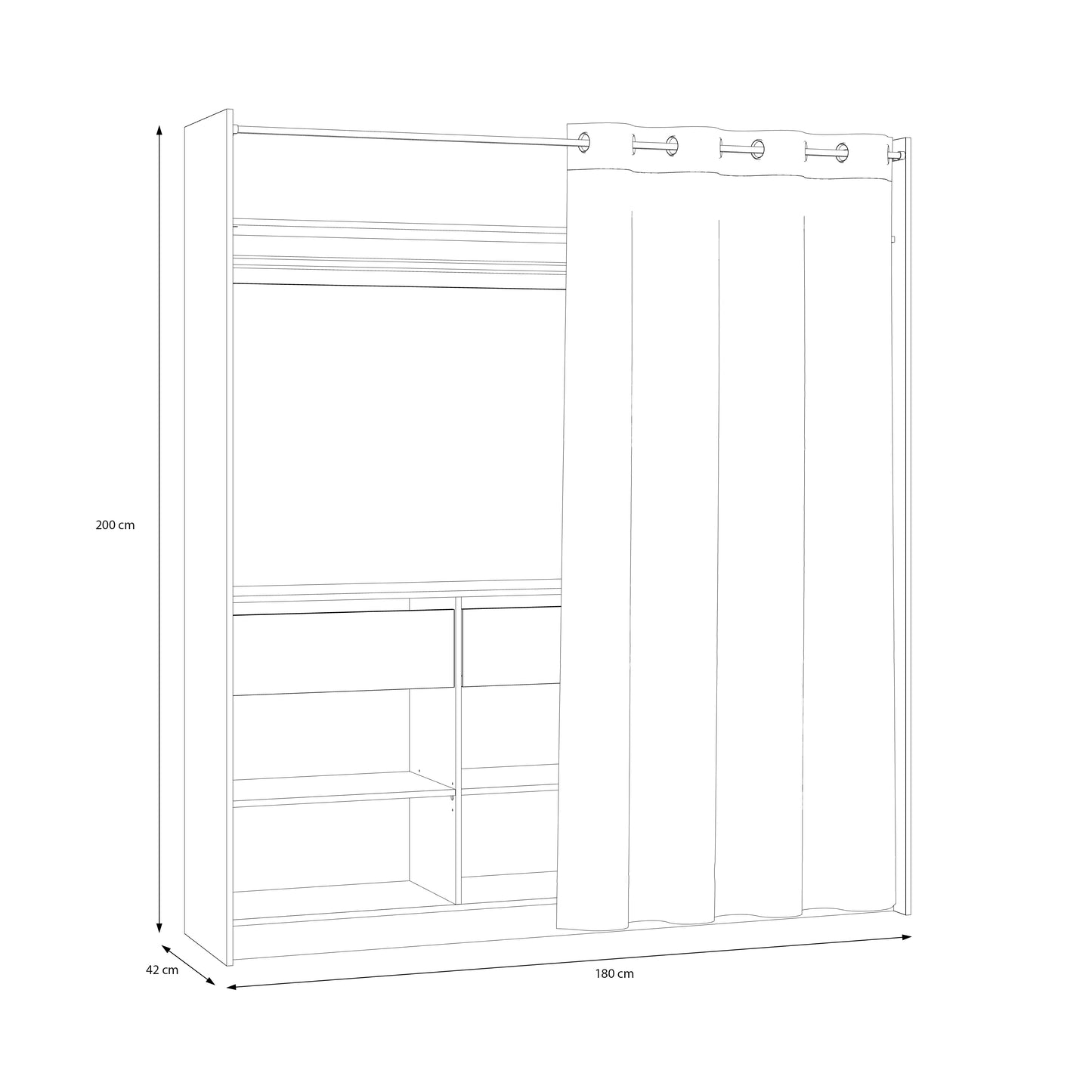 Atvira drabužių spinta