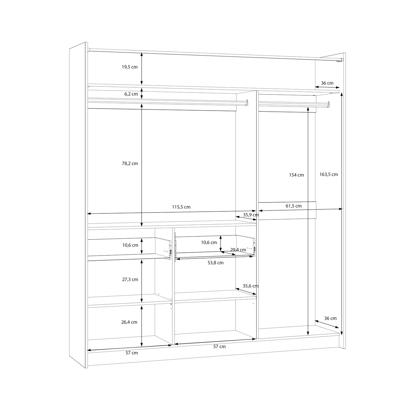 Atvira drabužių spinta