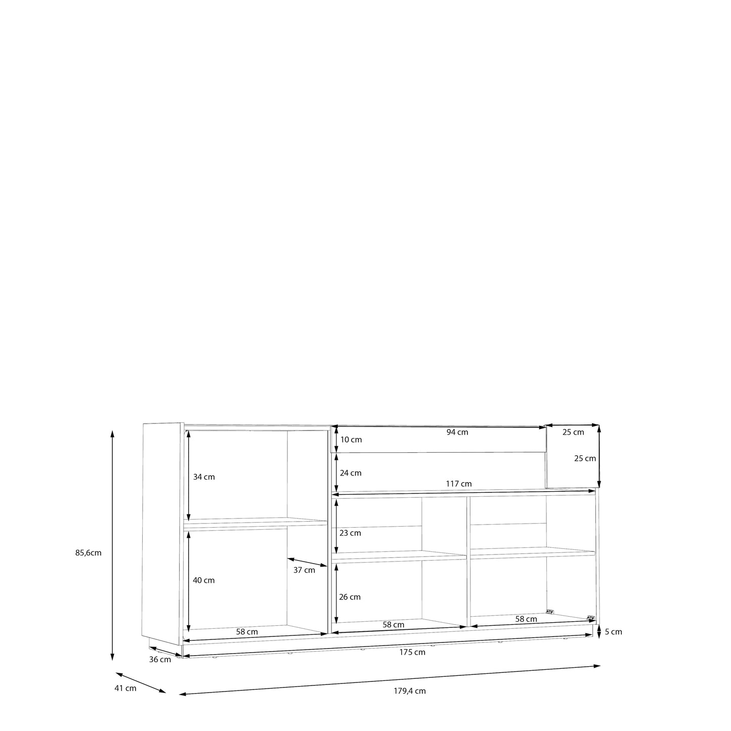 Komoda Lewisville šviesiai pilkos ir Valencijos ąžuolo spalvos