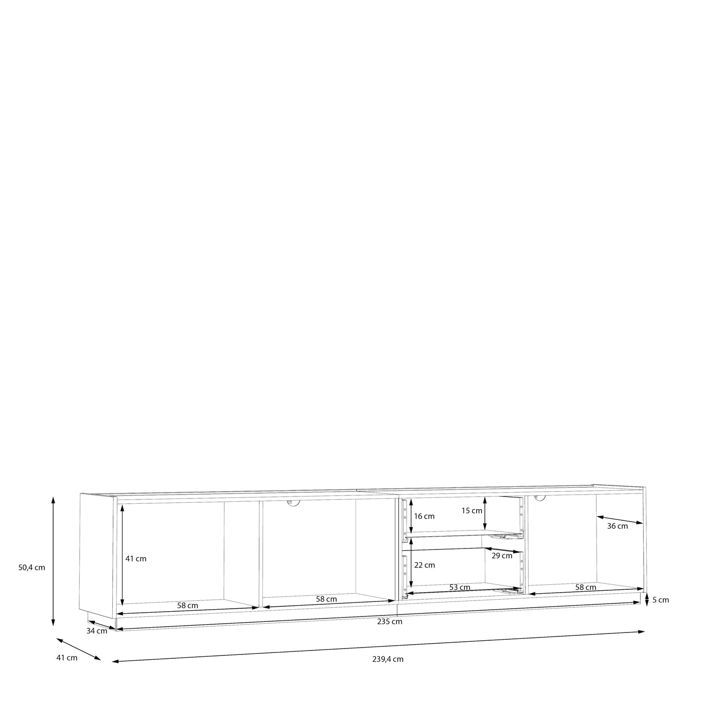 Lewisville TV spintelė šviesiai pilkos ir Valencijos ąžuolo spalvų