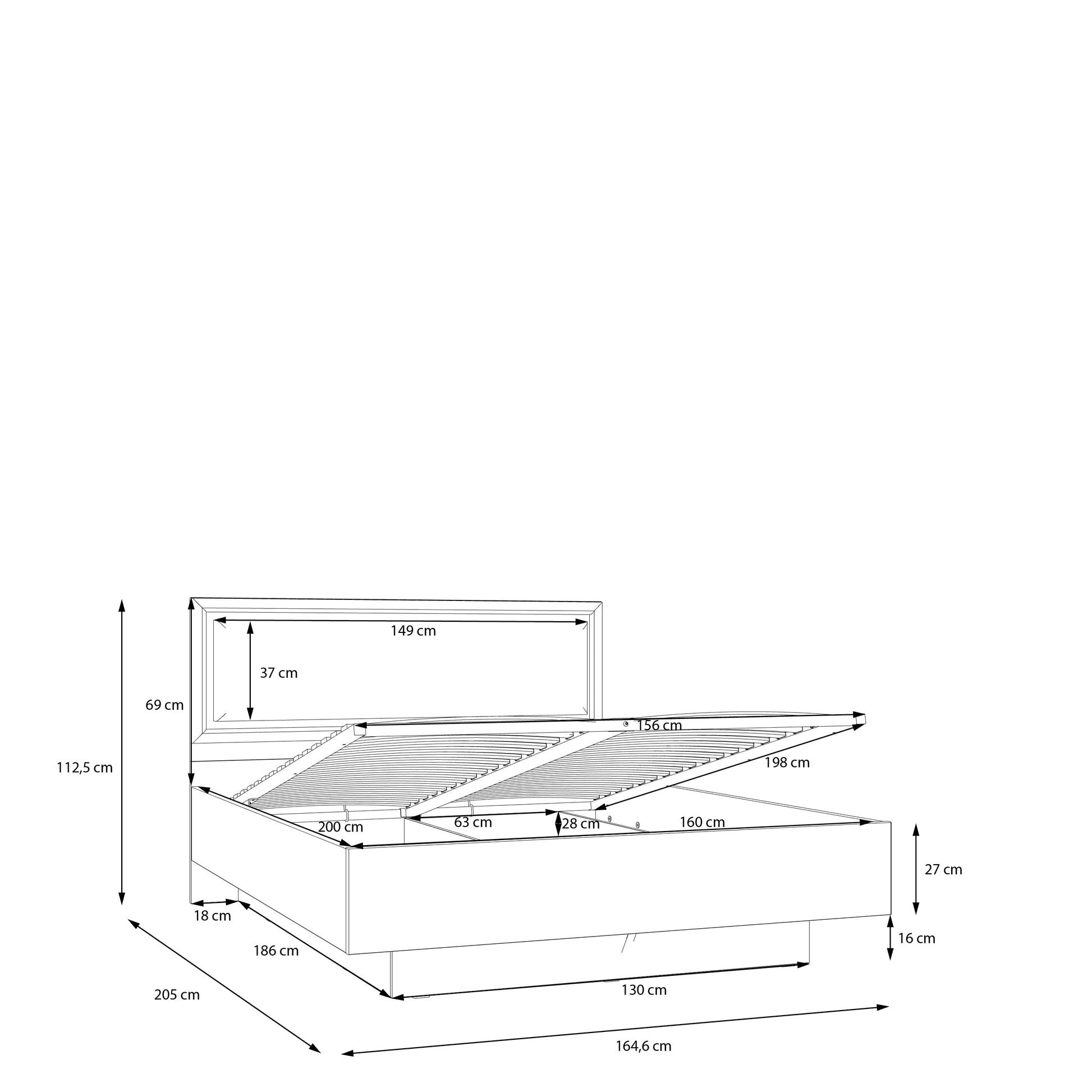 Klasikinė Penrige lova, šviesiai pilka su dekoruotu galvugaliu, grotelėmis