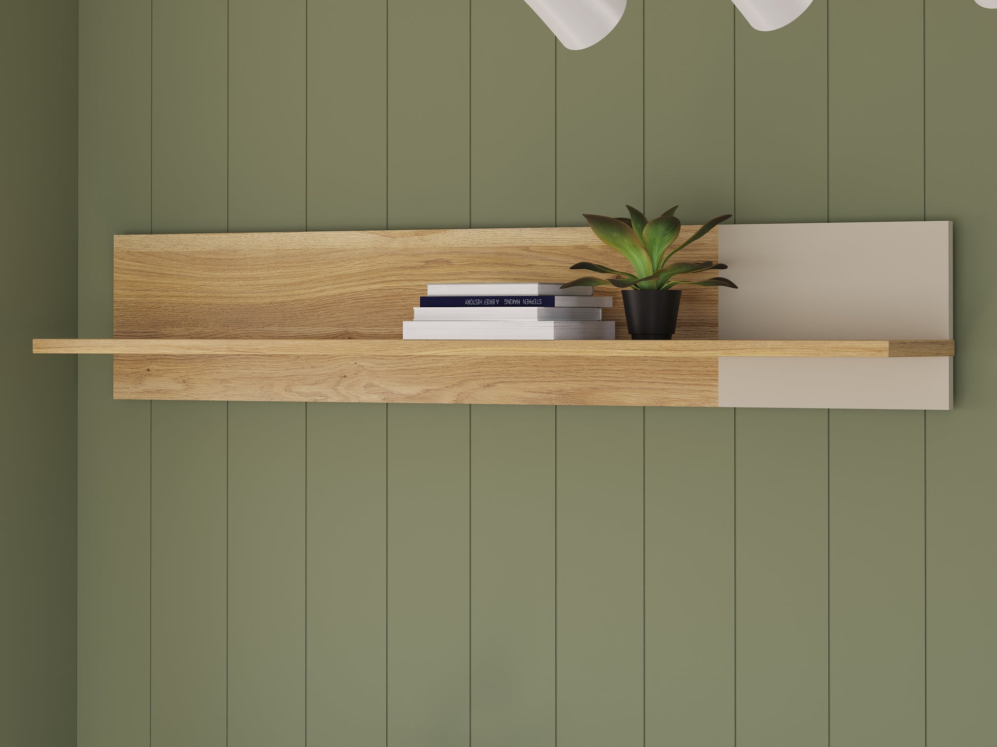 Bixbite kolekcijos pakabinama sieninė lentyna, smėlio ir Mauvela ąžuolo spalvos