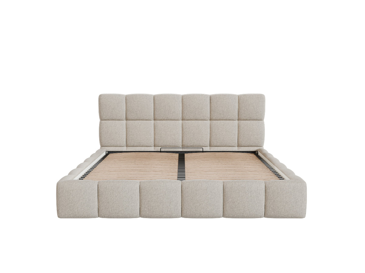 Minkšta Cloudy lova su grotelėmis ir patalynės dėže