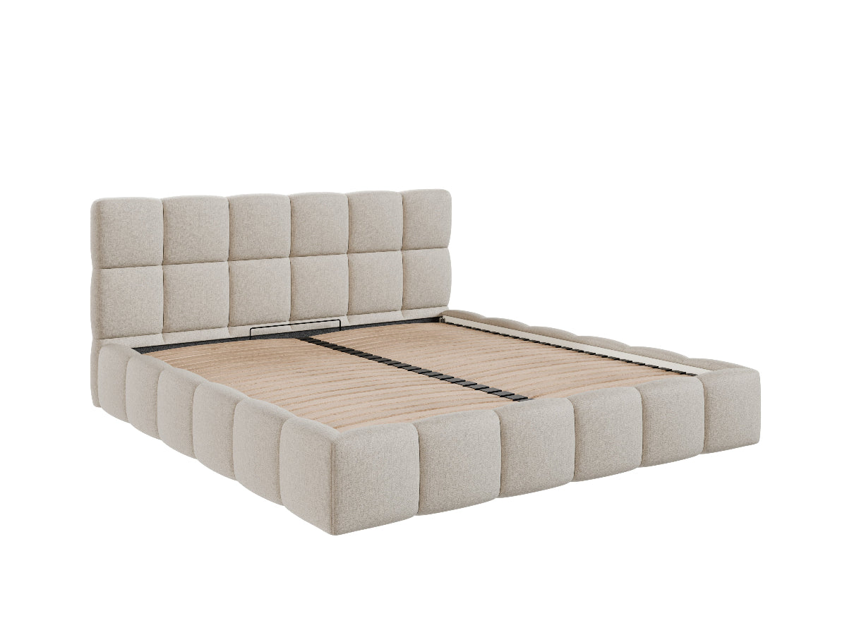 Minkšta Cloudy lova su grotelėmis ir patalynės dėže