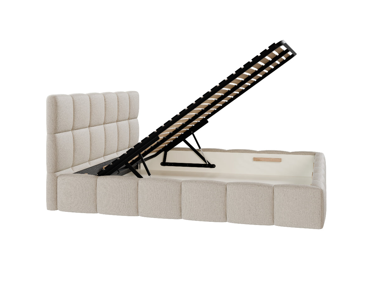 Minkšta Cloudy lova su grotelėmis ir patalynės dėže