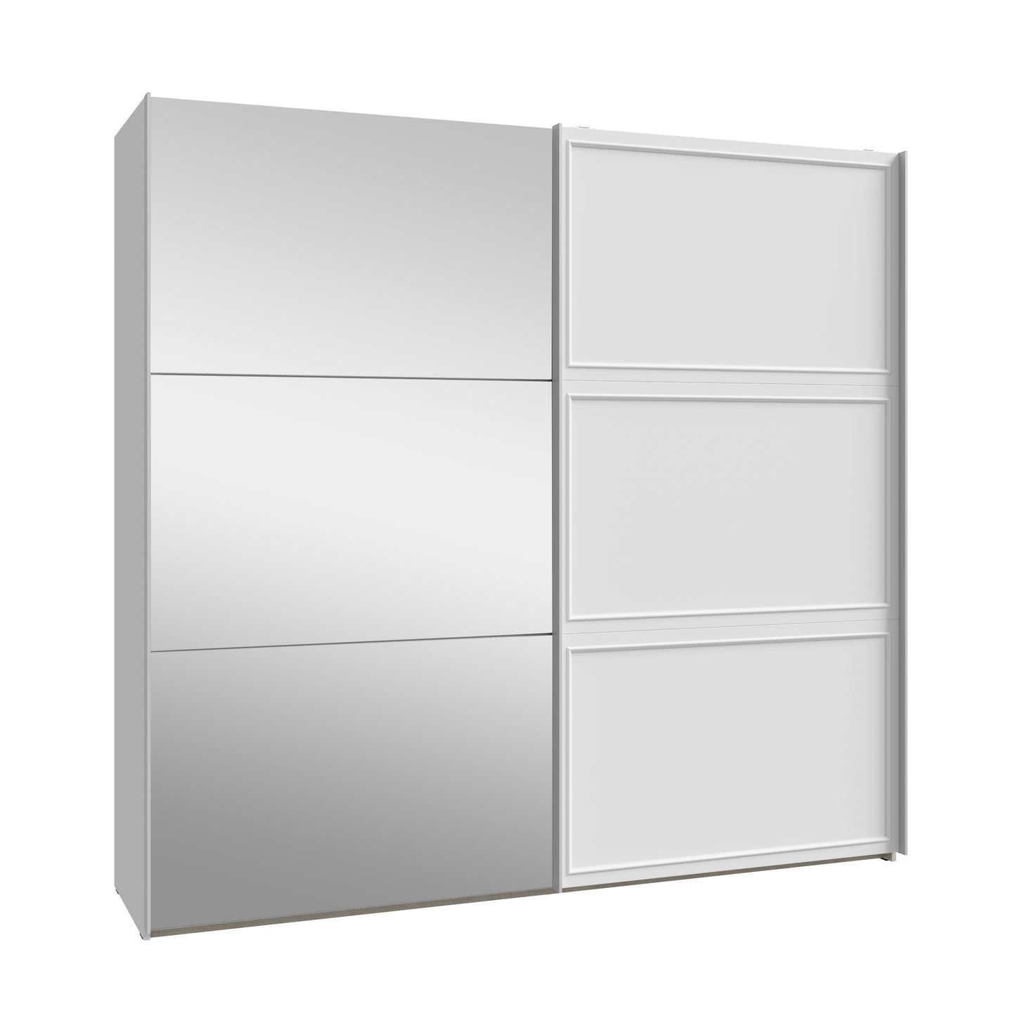 Penkrige spinta su stumdomomis durimis ir veidrodžiu, šviesiai pilka