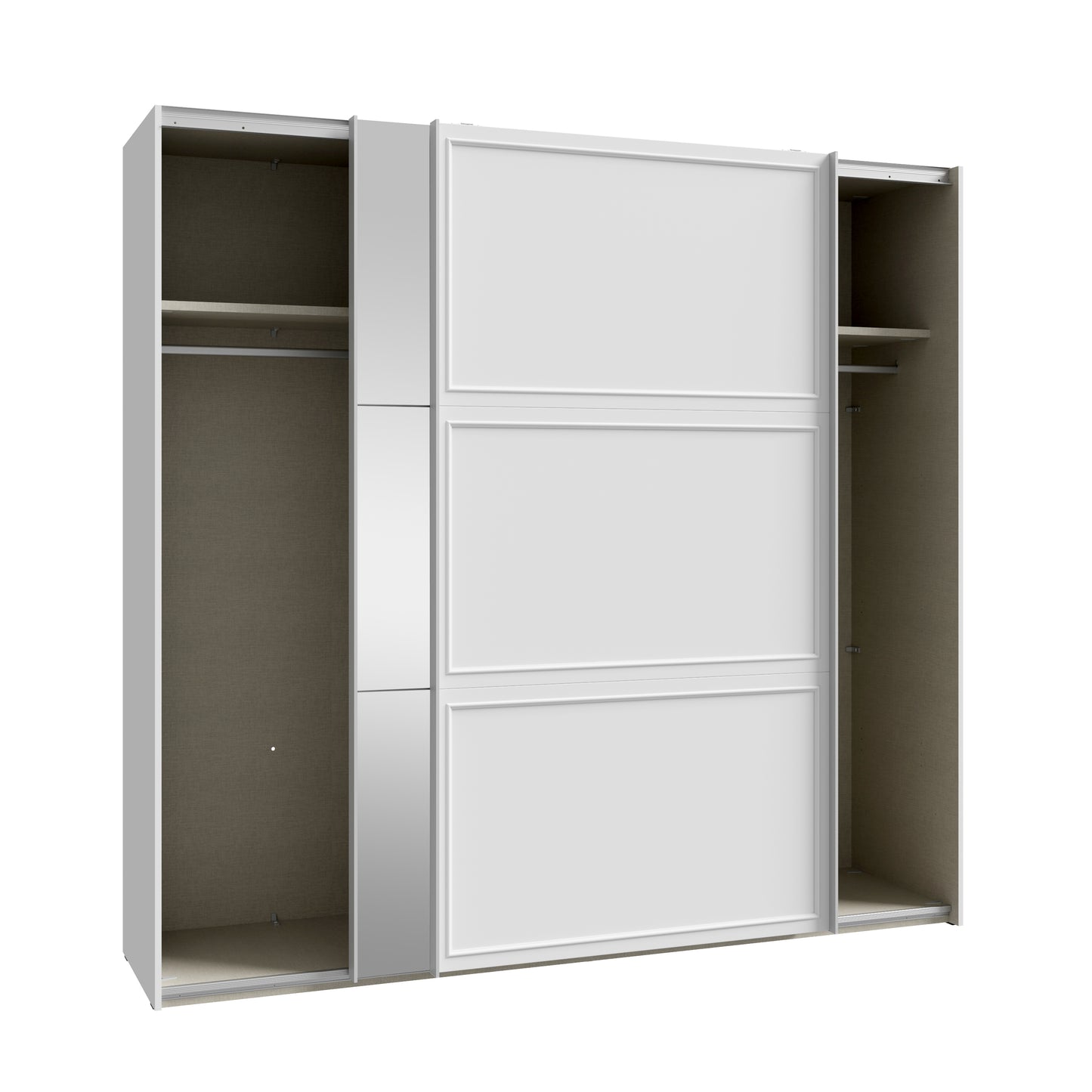 Penkrige spinta su stumdomomis durimis ir veidrodžiu, šviesiai pilka