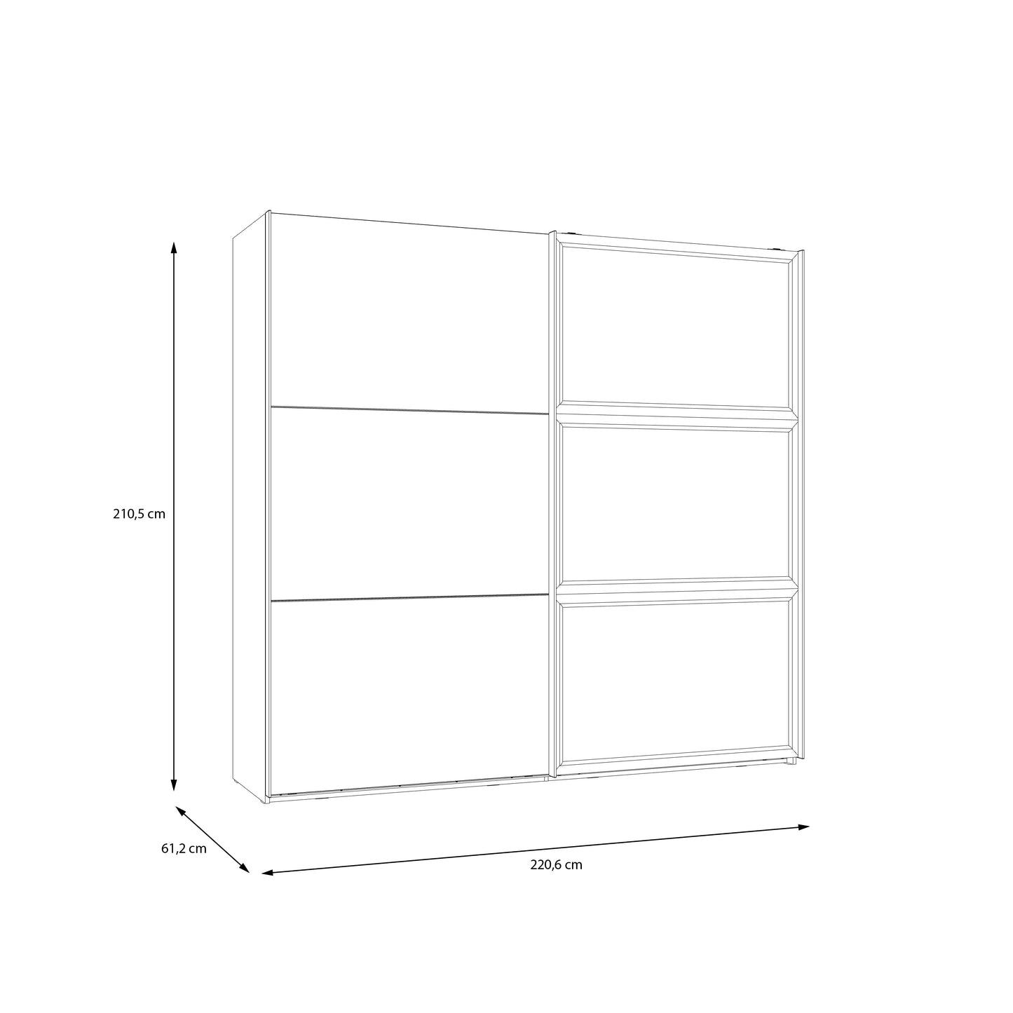 Penkrige spinta su stumdomomis durimis ir veidrodžiu, šviesiai pilka