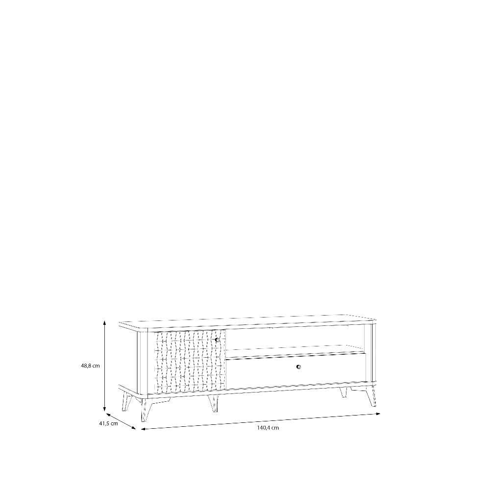 Televizoriaus staliukas Forrest Hills baltos spalvos su aukso detalėmis