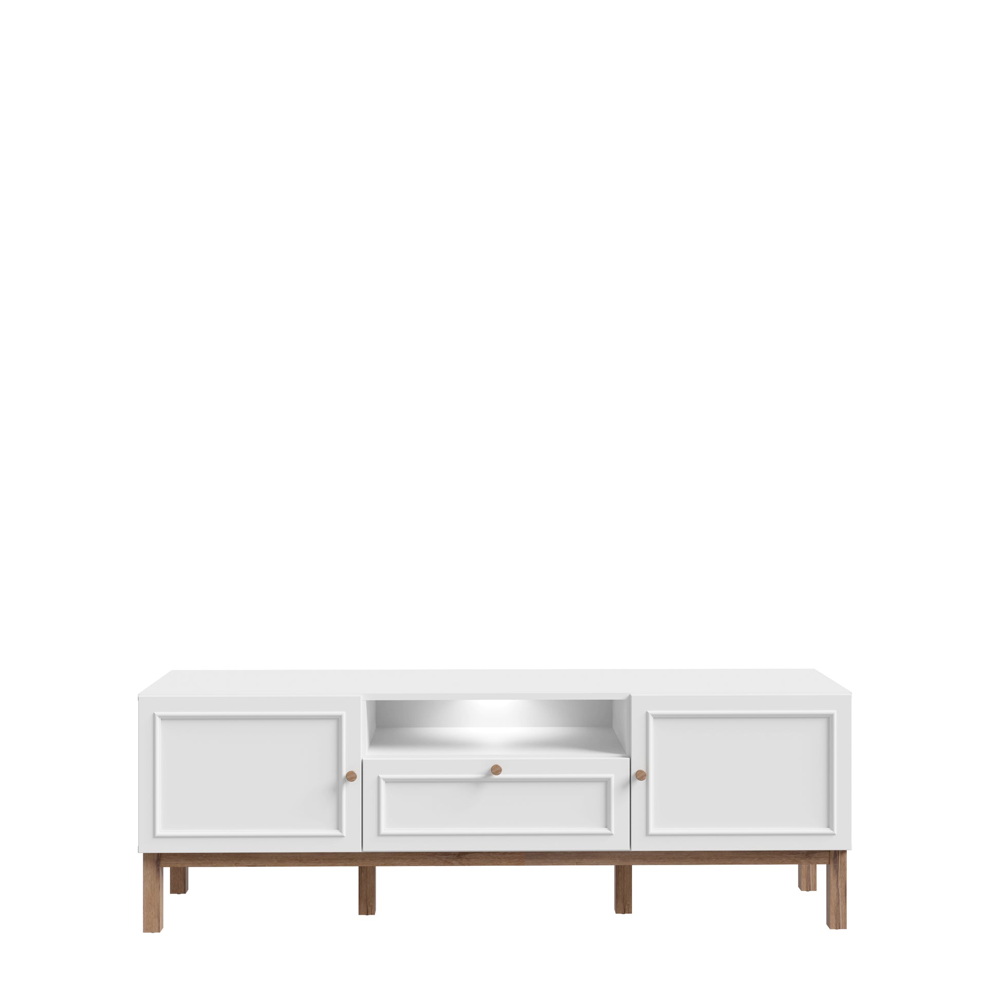 TV staliukas Penkrige su stalčiuku ir derelėmis, šviesiai pilkas