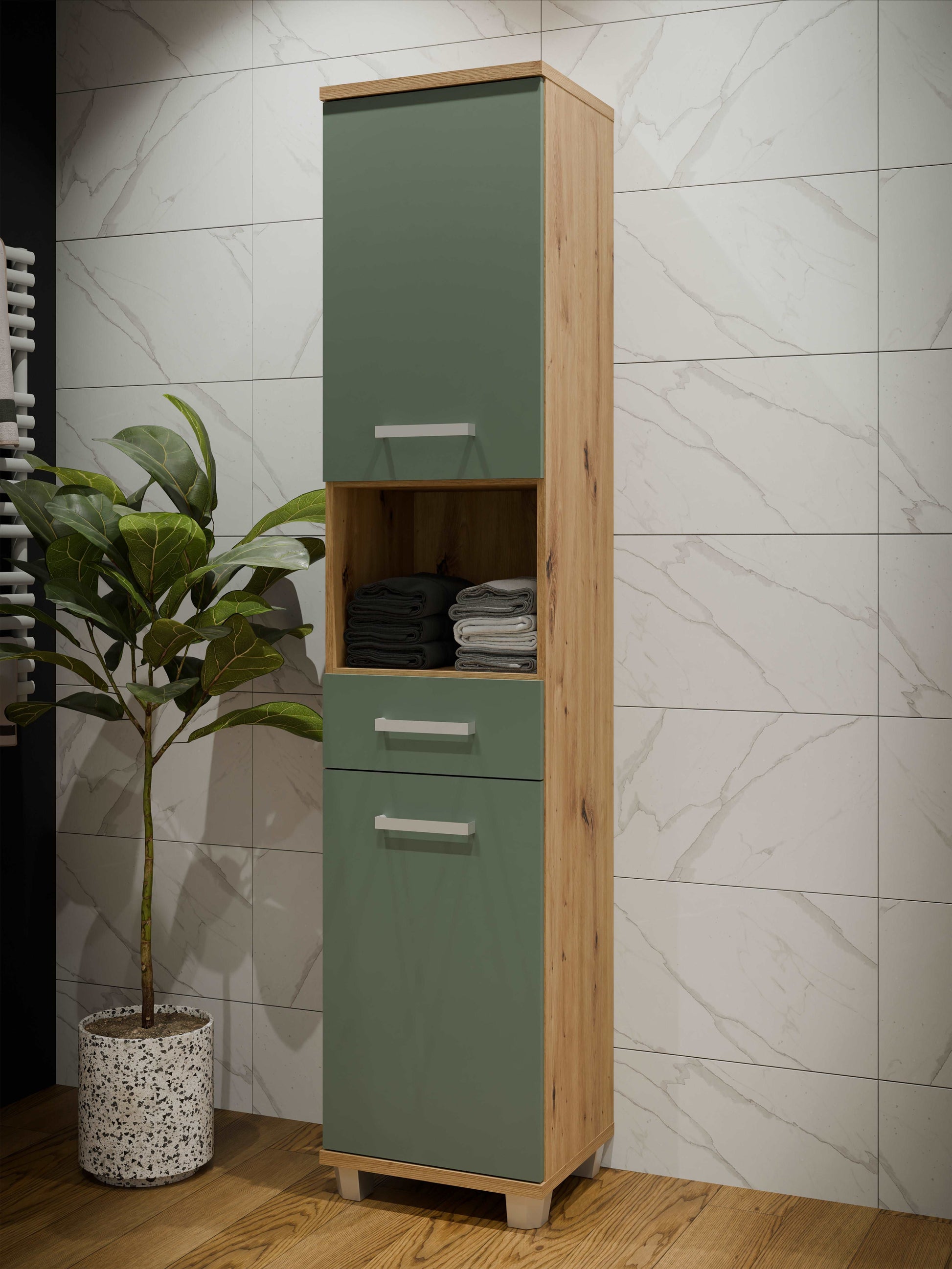 Aukšta vonios spintelė Veris (žalia)