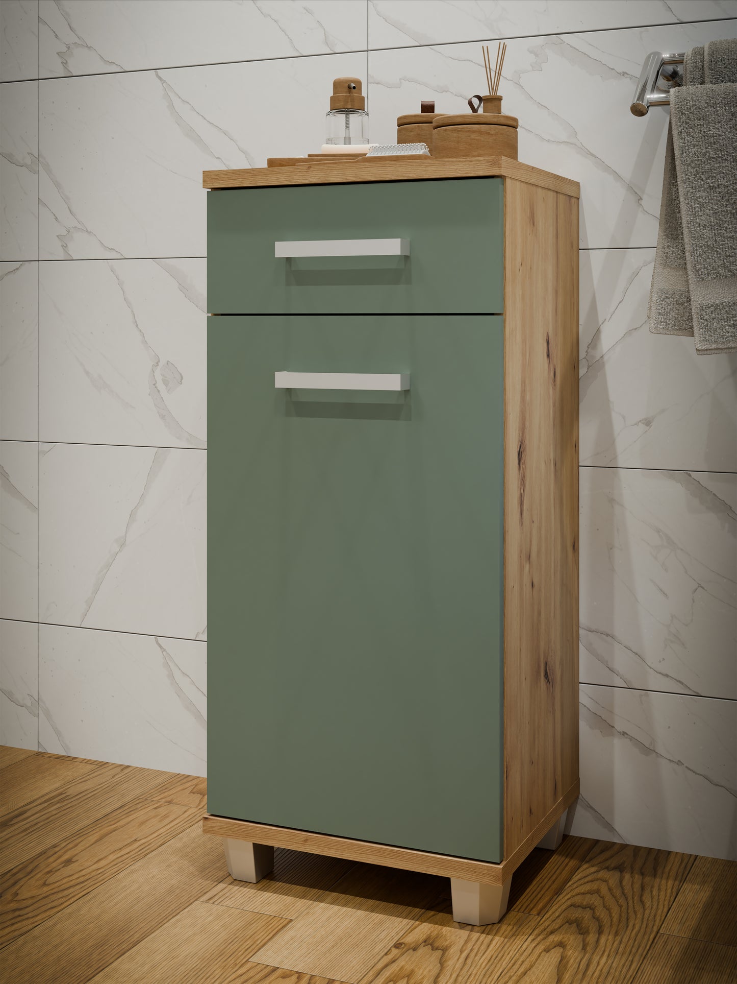 Vonios spintelė Veris (žalia)