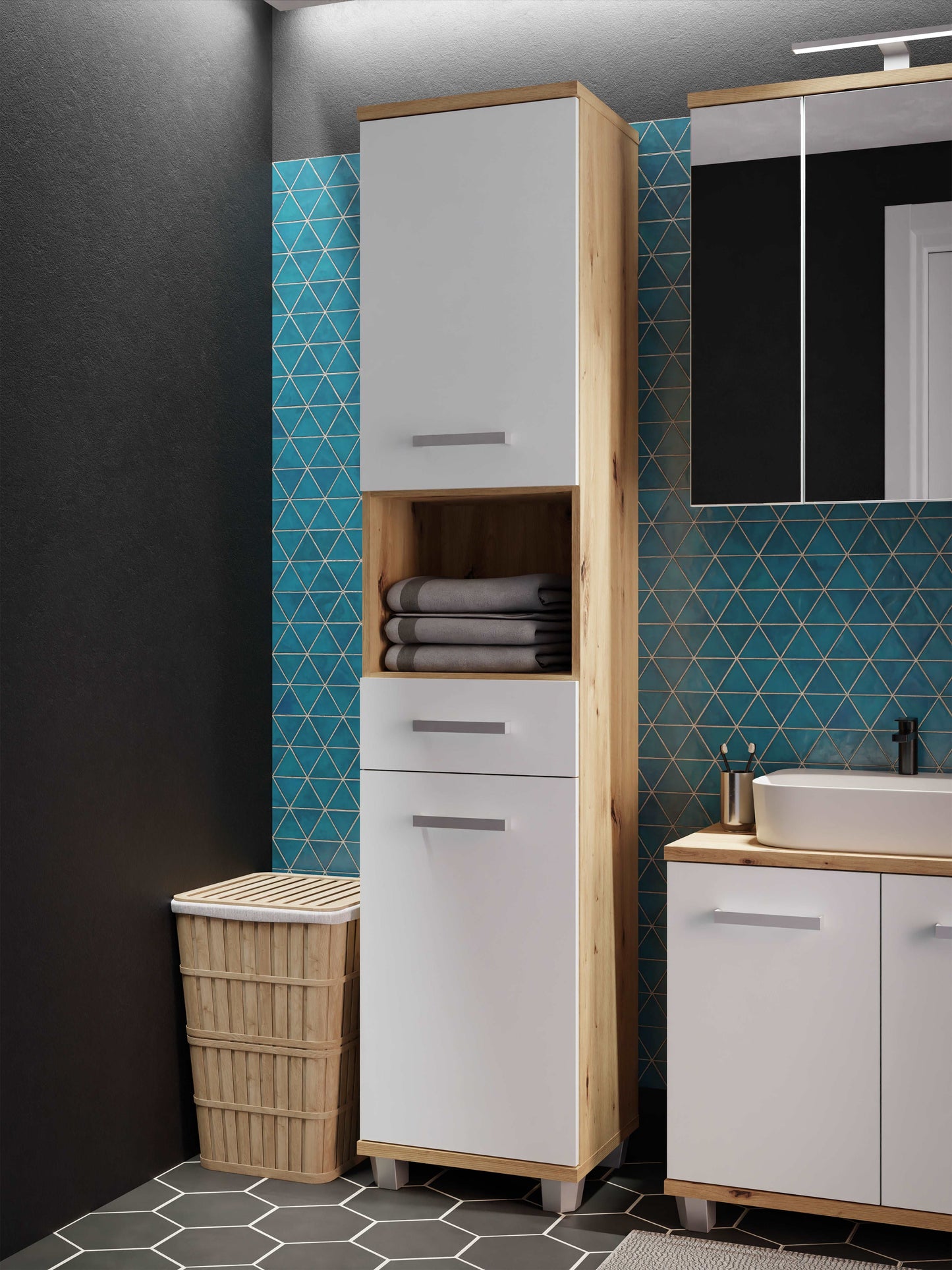 Aukšta vonios spintelė Veris (balta)