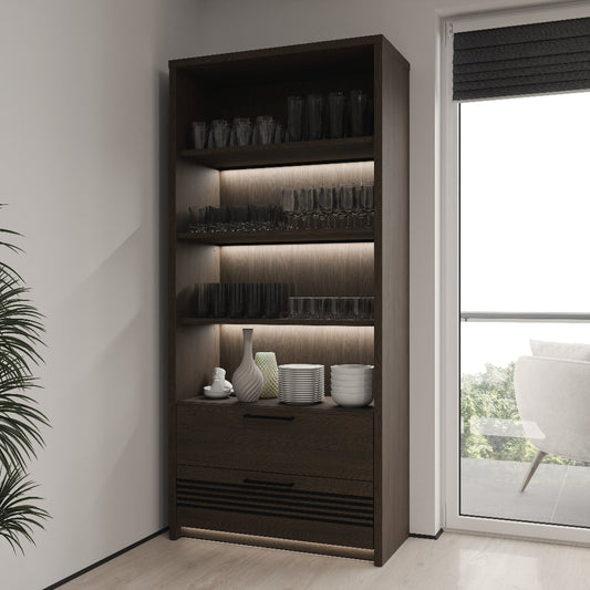 Eufemius aukšta vitrina tamsaus medžio spalvos