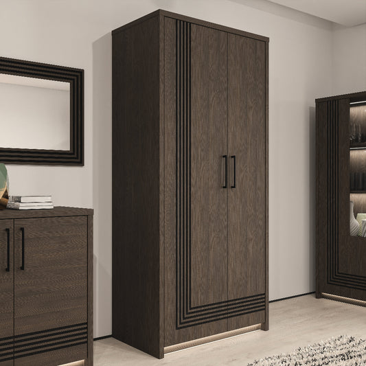 Eufemius dviejų durų spinta tamsaus medžio dekoro