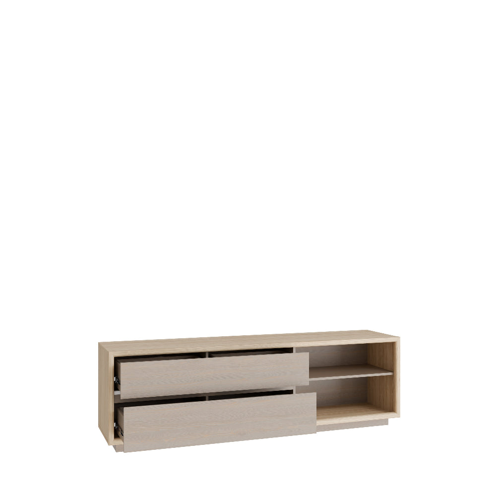 Ficar TV spintelė Riva Oak ir Imbiah Pine spalvos moderniai svetainei