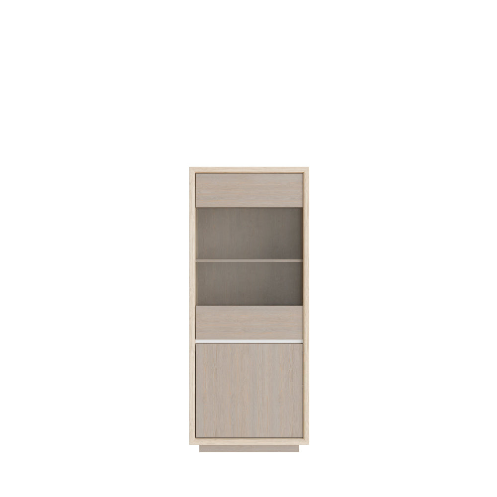 Ficar vitrina Riva Oak ir Imbiah Pine spalvos su lentynomis svetainei arba valgomajam