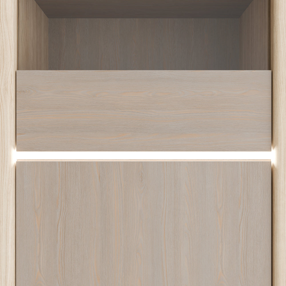 Ficar vitrina Riva Oak ir Imbiah Pine spalvos su lentynomis svetainei arba valgomajam
