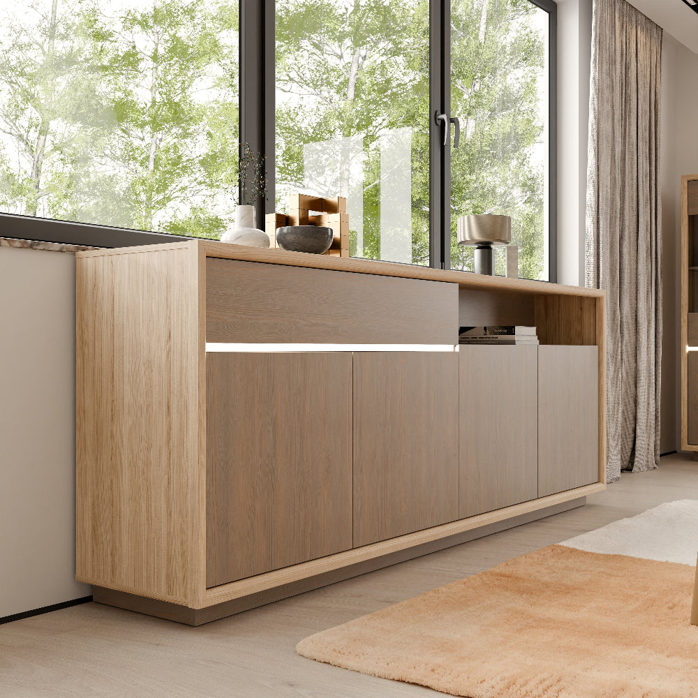 Ficar komoda Riva Oak ir Imbiah Pine spalvos moderniai svetainei ar valgomajam